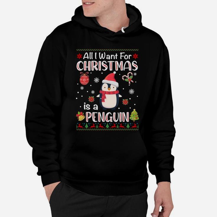 All I Want Is A Penguin For Christmas Ugly Xmas Pajamas Sweatshirt Hoodie