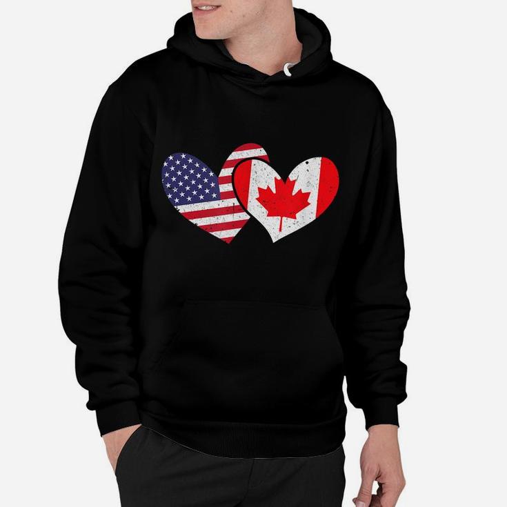 America Usa United States Love Canada Hearts Flags Design Hoodie