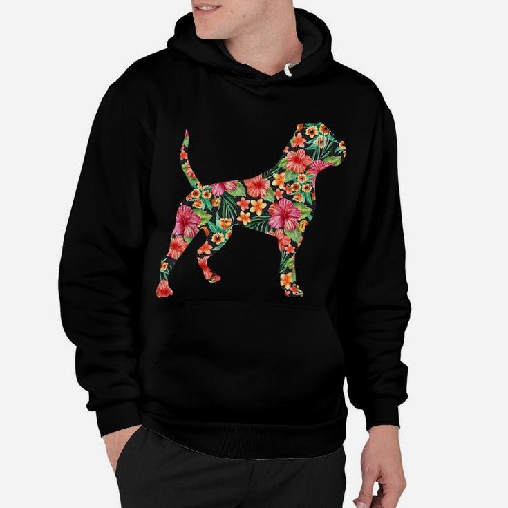 American Bulldog Flower Funny Dog Silhouette Floral Gifts Hoodie