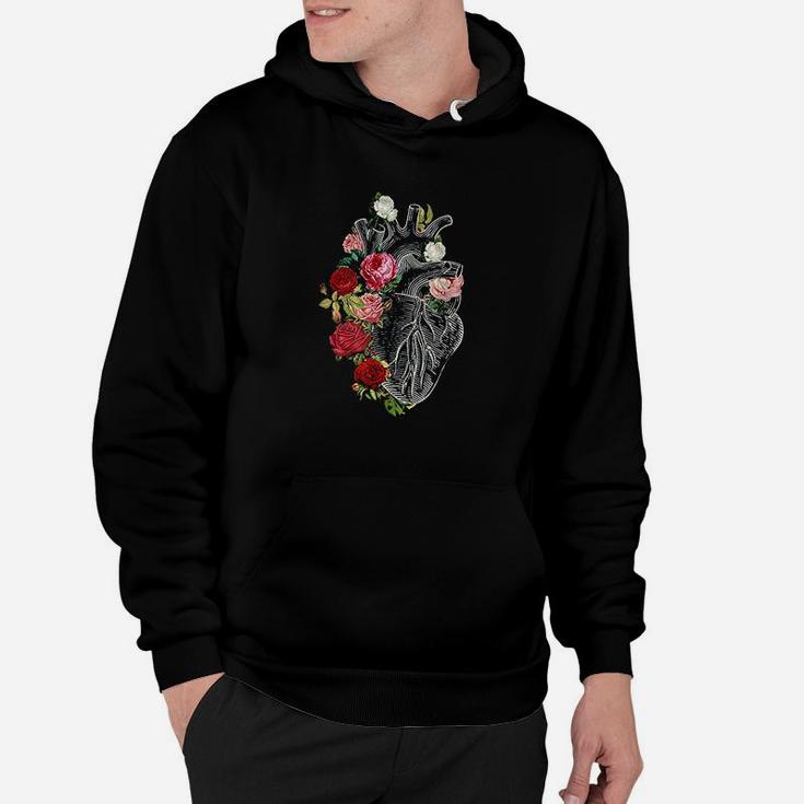 Anatomical Heart And Flowers Flower Anatomical Heart Hoodie