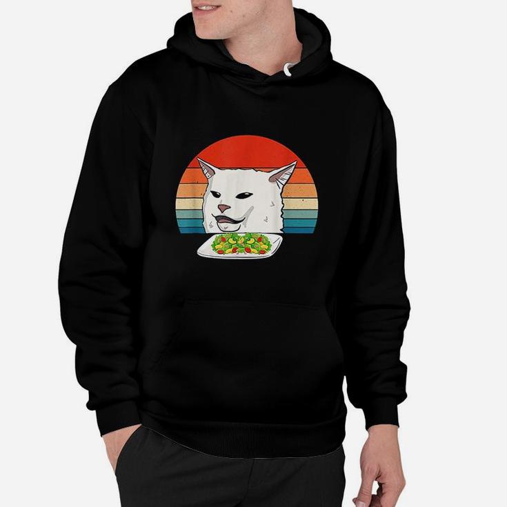 Angry Women Yelling At Confused Cat At Dinner Table Meme Hoodie
