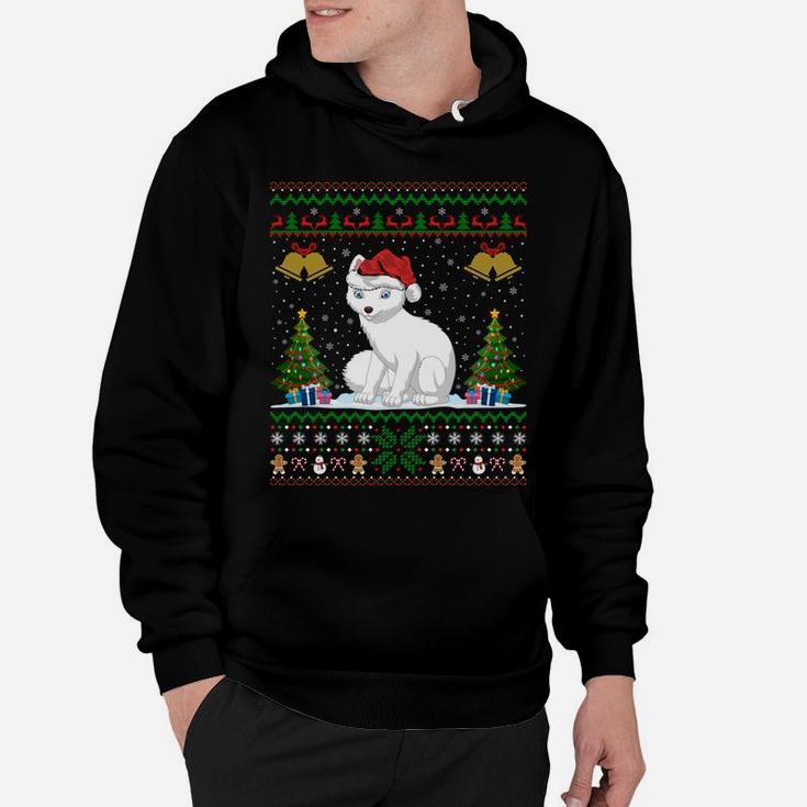 Arctic Fox Xmas Gift Santa Hat Ugly Arctic Fox Christmas Sweatshirt Hoodie