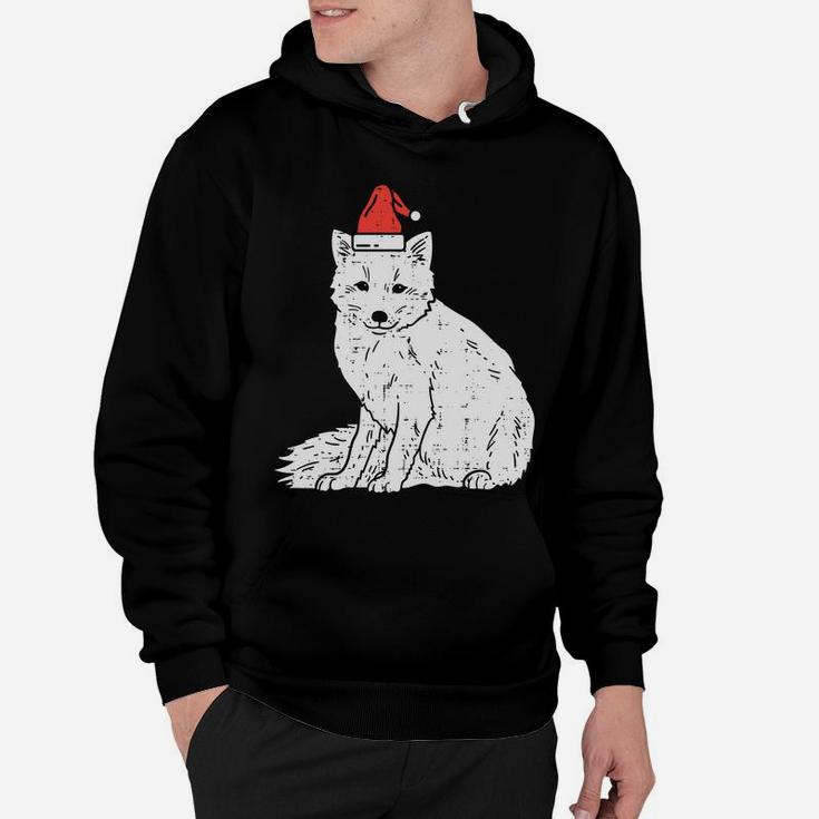 Arctic Snow Fox Santa Hat Christmas Xmas Animal Pajamas Gift Sweatshirt Hoodie