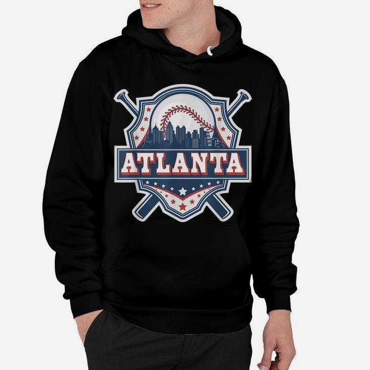 Atlanta Baseball Skyline Cityscape Classic Retro Baseball Hoodie