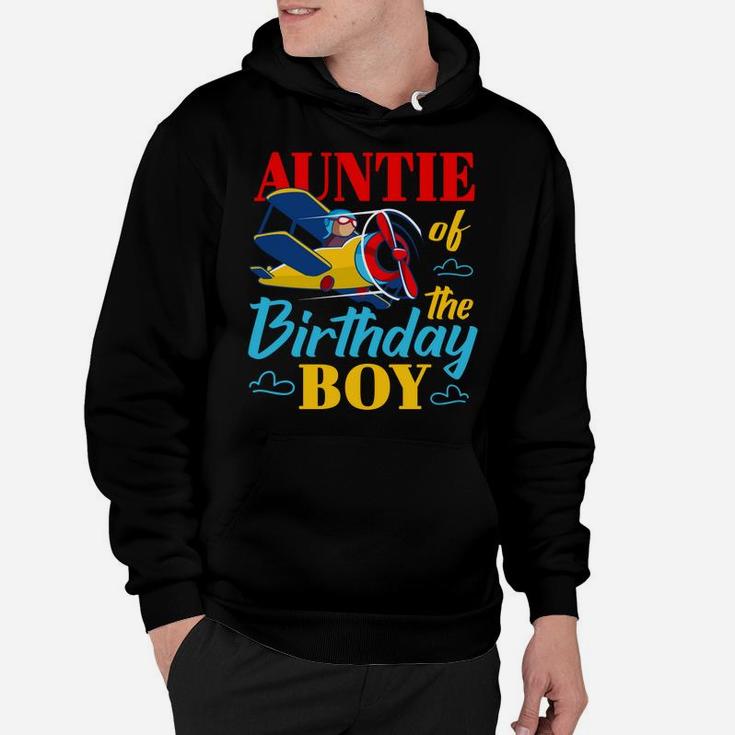 Auntie Of The Birthday Boy Kids Airplane Party Matching Gift Hoodie