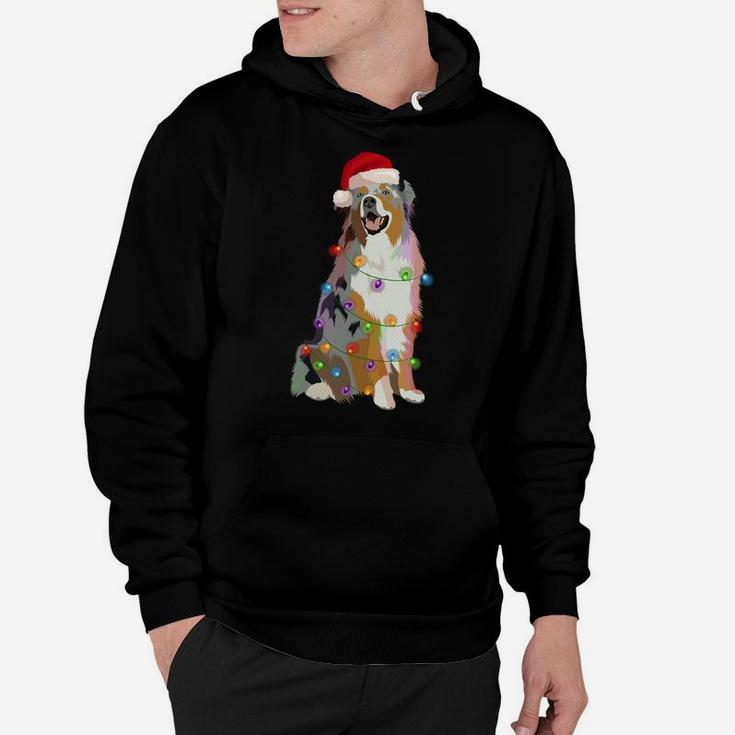 Australian Shepherd Aussi Christmas Lights Xmas Dog Lover Sweatshirt Hoodie