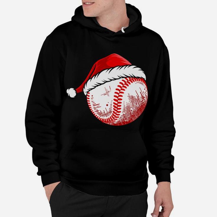 Baseball Wearing Santa Hat Funny Baseball Christmas Matching Hoodie