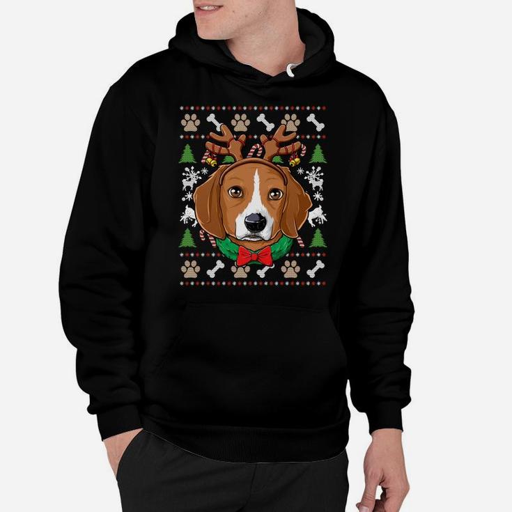 Beagle Ugly Christmas Reindeer Antlers Xmas Girls Kids Women Sweatshirt Hoodie