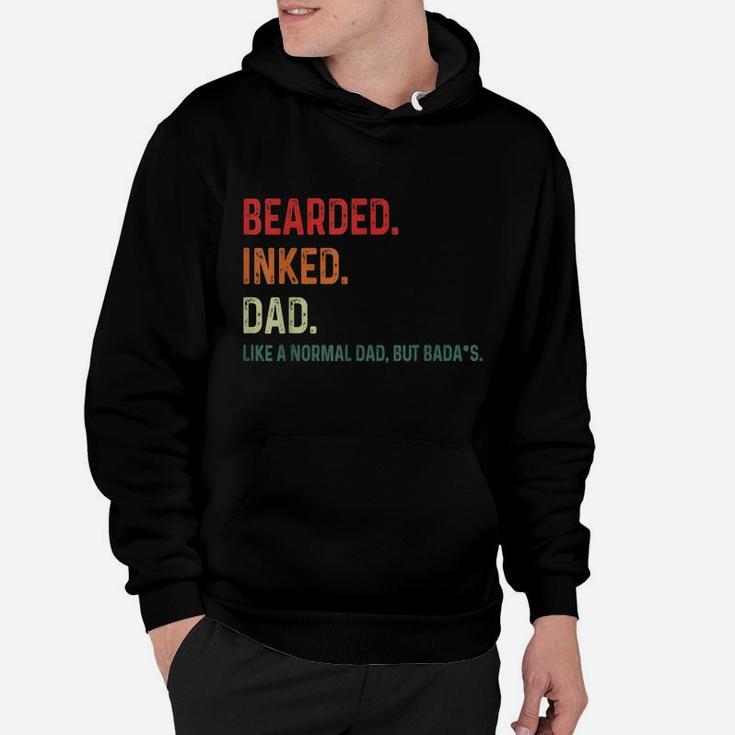 Bearded Inked Dad Funny For Daddy Tattoo Man Father Vintage Hoodie