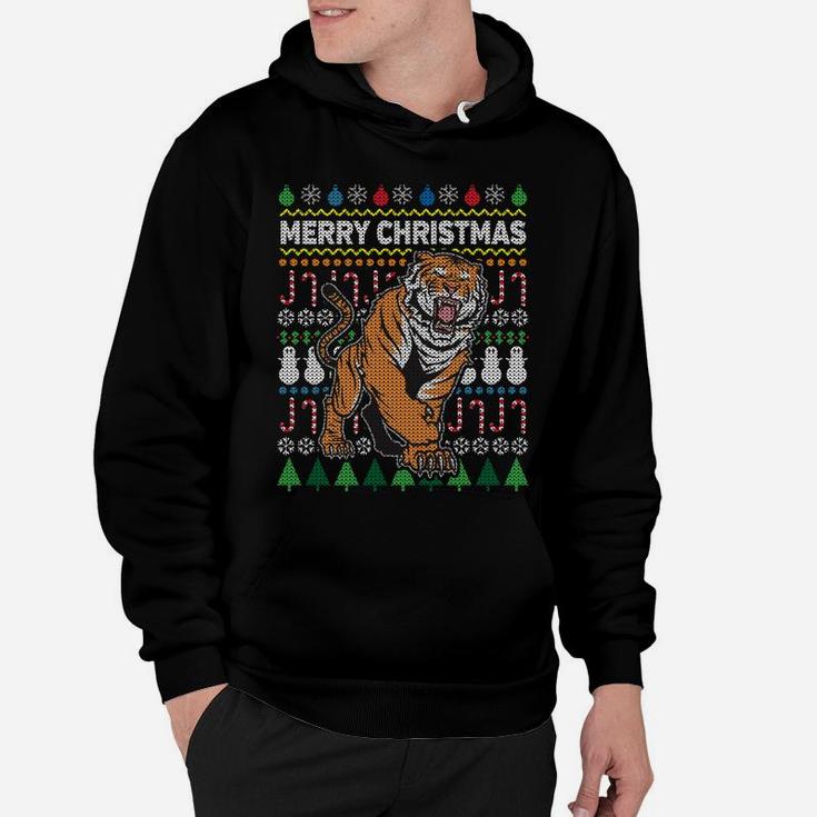 Beautiful Tiger Merry Christmas Ugly Xmas Big Cat Design Sweatshirt Hoodie
