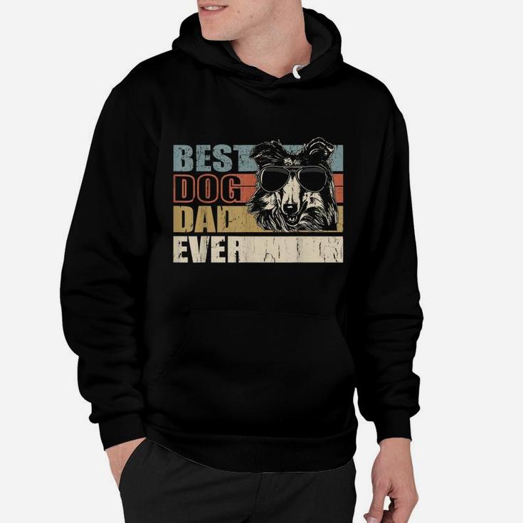 Best Dog Dad Ever Funny Glasses Rough Collie Retro Hoodie