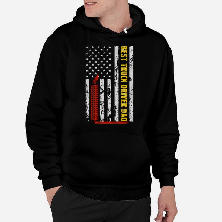 Best Truck Driver Dad Ever Thin Yellow Line American Flag Hoodie