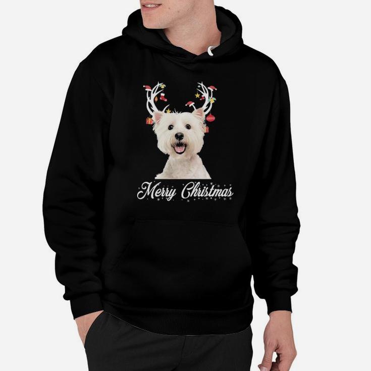 Bichon Frise Reindeer Horns Merry Xmas Dog Lover Gift Hoodie
