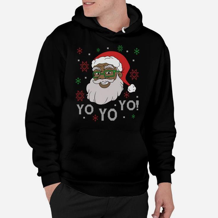 Black Funny Santa Claus Christmas Yo Yo Yo Xmas Costume Sweatshirt Hoodie