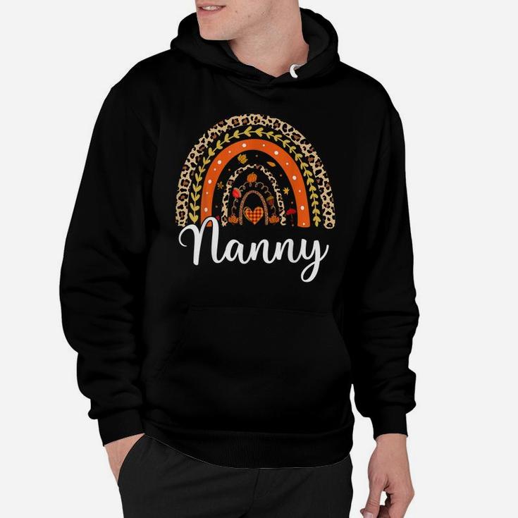 Blessed Nanny Funny Pumpkin Leopard Boho Rainbow Hoodie