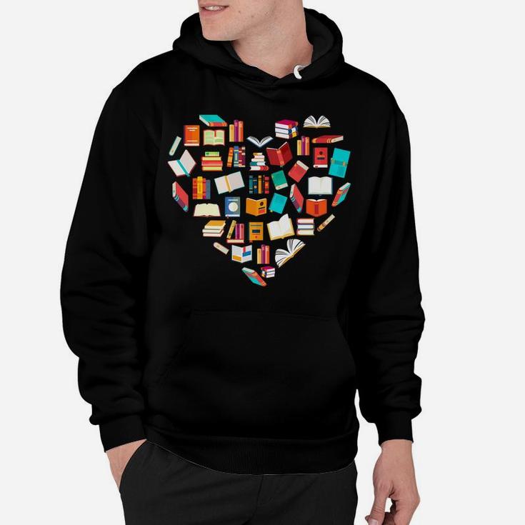Book Lover Heart Shape Reading Club Librarian Bookworm Gift Hoodie
