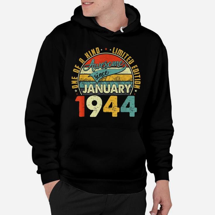 Born In January 1944 77Th Birthday Gift Retro 77 Years Old Hoodie