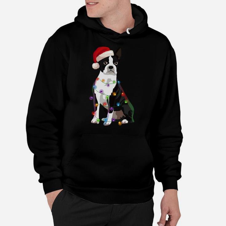 Boston Terrier Bostie Christmas Lights Xmas Dog Lover Sweatshirt Hoodie