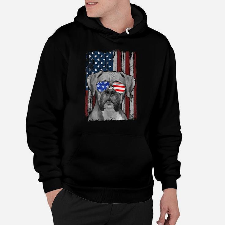 Boxer Dog American Flag 4Th Of July Patriotic Puppy Lover Hoodie