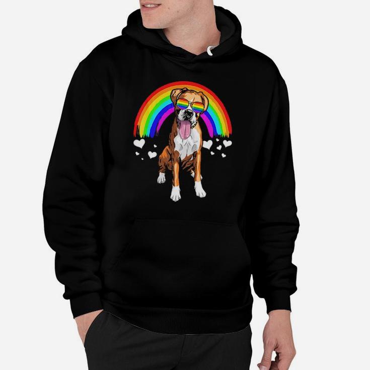 Boxer Dog Rainbow Sunglasses Gay Pride Lgbt  Gifts Hoodie