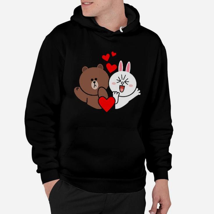 Brown Bear Cony Bunny Rabbit Love And Kisses For You Valentine Hoodie