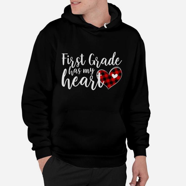Buffalo Plaid 1St First Grade Has My Heart Teacher Valentine Hoodie