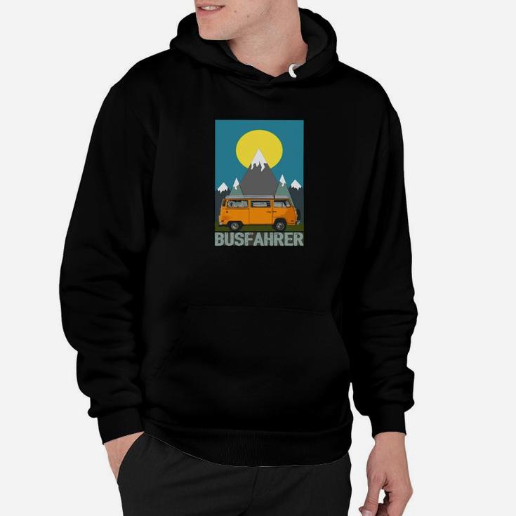 Busfahrer Berge Sonnenuntergang Hoodie, Kreatives Design für Busliebhaber