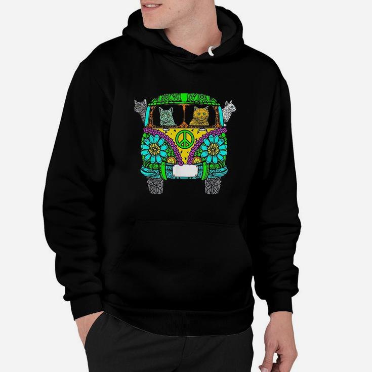 Cats Cat Floral Bus Peace Hoodie