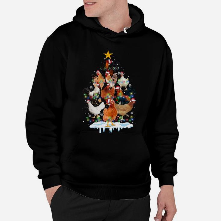 Chicken Christmas Tree Lights Funny Chicken Lover Xmas Gifts Hoodie