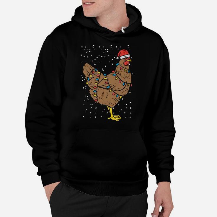 Chicken Santa Hat Christmas Lights Funny Xmas Animal Gift Sweatshirt Hoodie