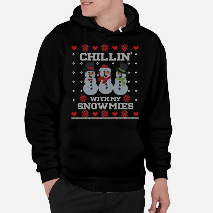 Christmas Fishing Snowman Chillin' With My Snowmies Sweatshirt Hoodie