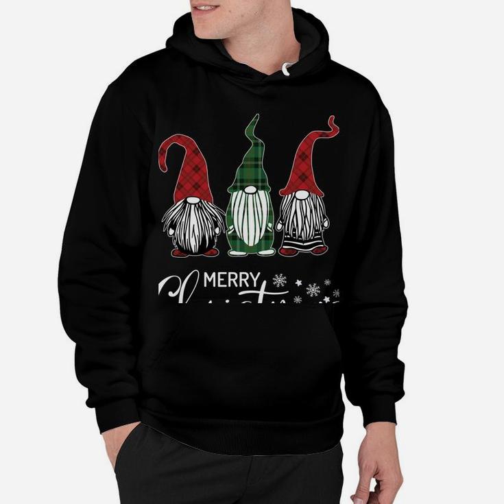 Christmas Gnomes In Plaid Hats Funny Gift Merry Xmas Graphic Hoodie