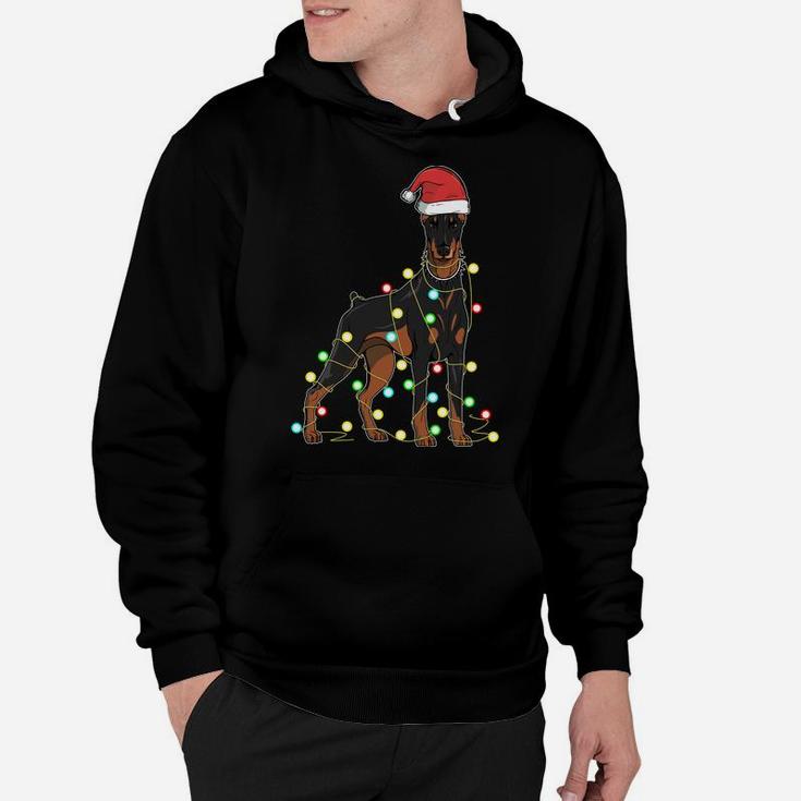 Christmas Lights Doberman Dog Lover Funny Xmas Gift Sweatshirt Hoodie