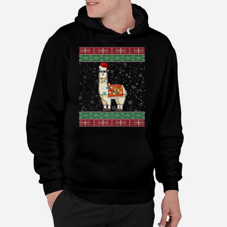 Christmas Llama Santa Hat Ugly Xmas Tree Alpaca Hoodie