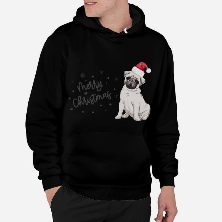 Christmas Pug Santa Hat Dog Owner Mom Funny Women Men Gift Sweatshirt Hoodie
