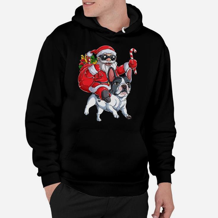 Christmas Santa Claus Riding French Bulldog Xmas Boys Dog Sweatshirt Hoodie