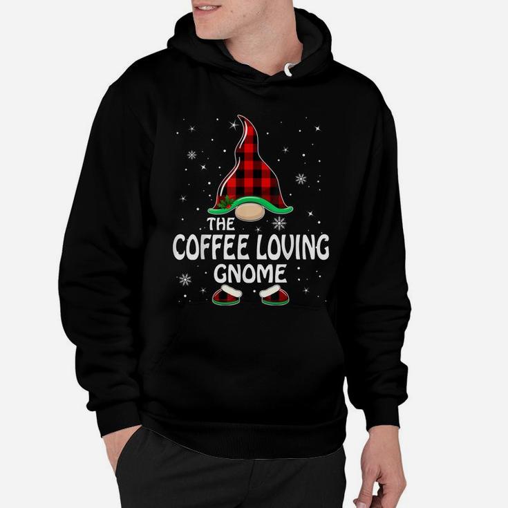 Coffee Loving Gnome Buffalo Plaid Matching Family Christmas Hoodie