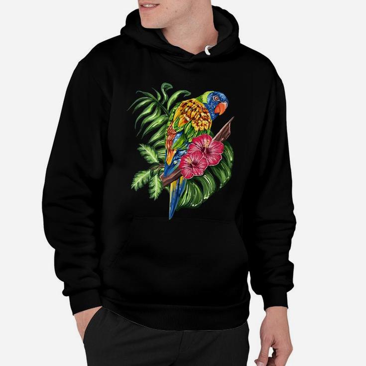 Colorful Parrot Bird Tropical Flower Hoodie