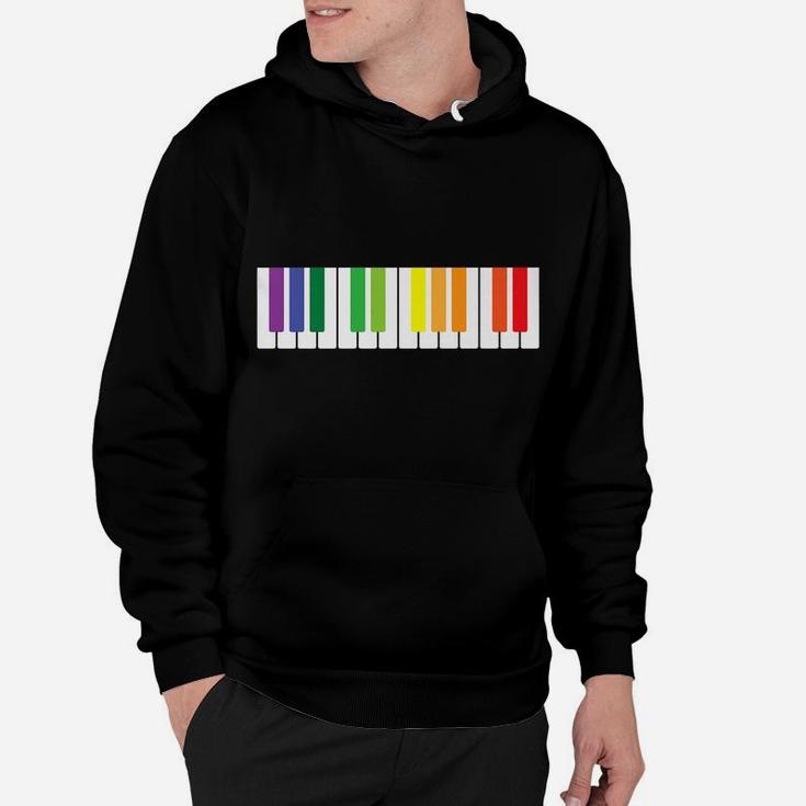 Cool Rainbow Piano Lgbt Pride Gift Men Women Funny Musician Hoodie