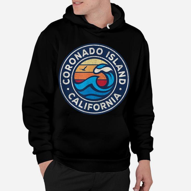 Coronado Island California Vintage Nautical Waves Design Hoodie