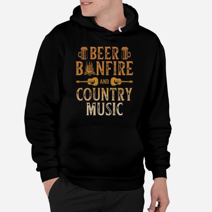 Country Music With Bonfire  Beer For Guitar Player Hoodie