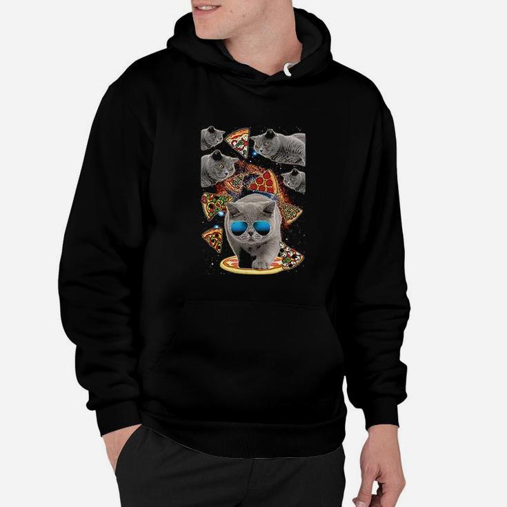 Crazy Space Pizza Cat Funny Hoodie