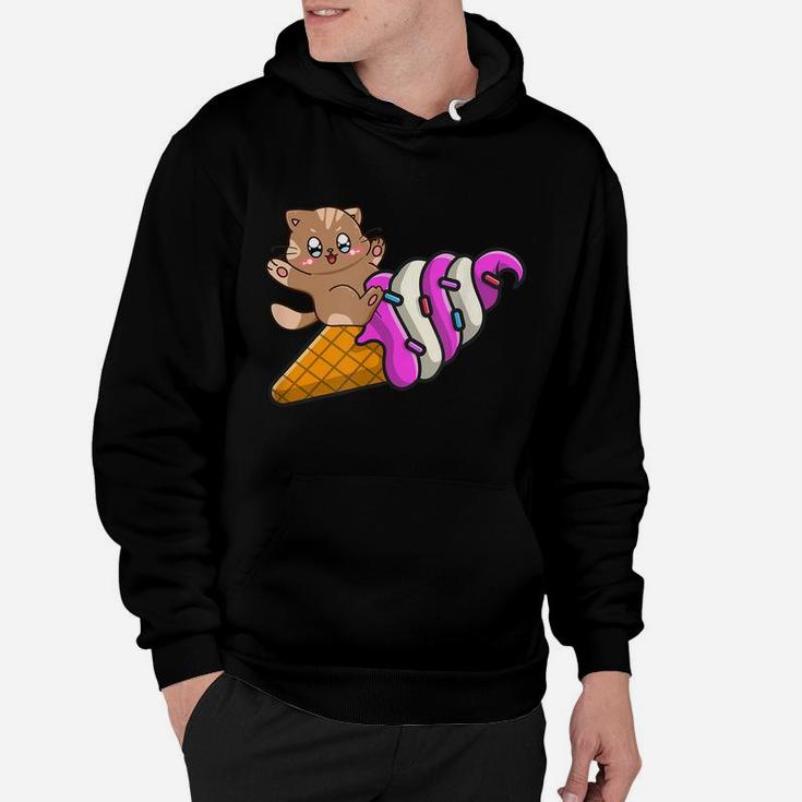 Cute Cat On Ice Cream Cone, Cat Lovers, Summer Vacation Hoodie