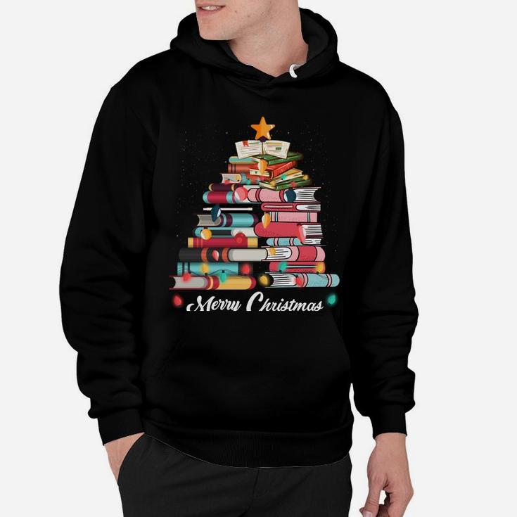 Cute Christmas Tree Books Clothing Book Lover Gifts Holiday Sweatshirt Hoodie