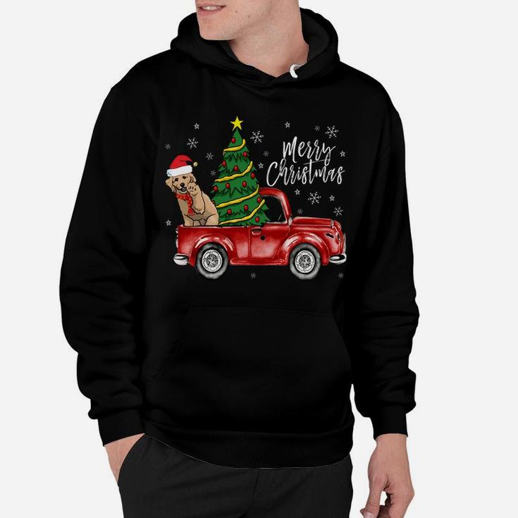 Cute Doodle Dog Truck Merry Christmas Dog Lover Xmas Sweatshirt Hoodie