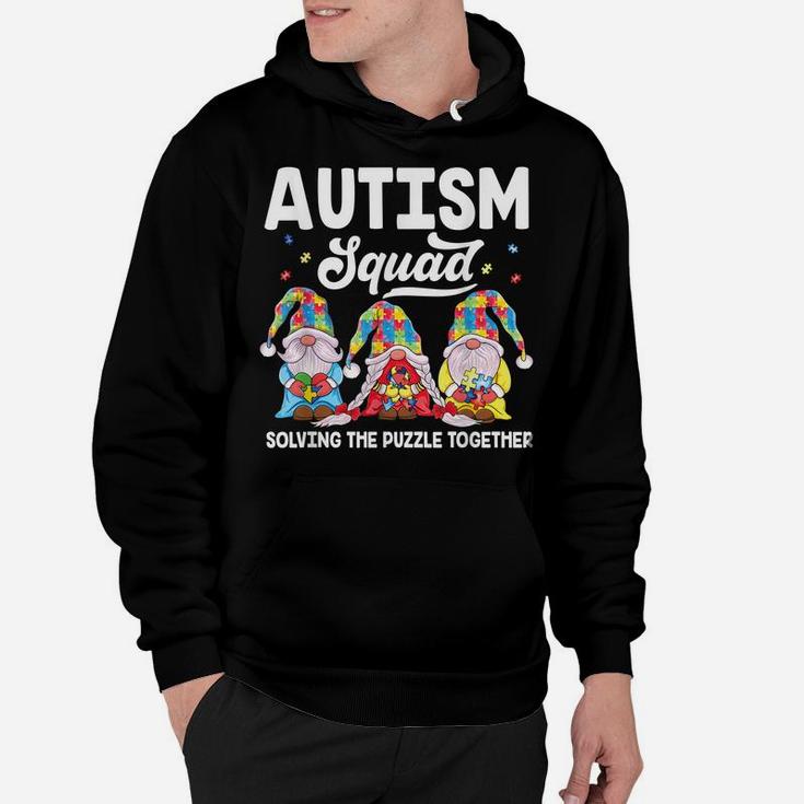 Cute Gnomes Holding Puzzle & Ribbon Support Autism Awareness Hoodie