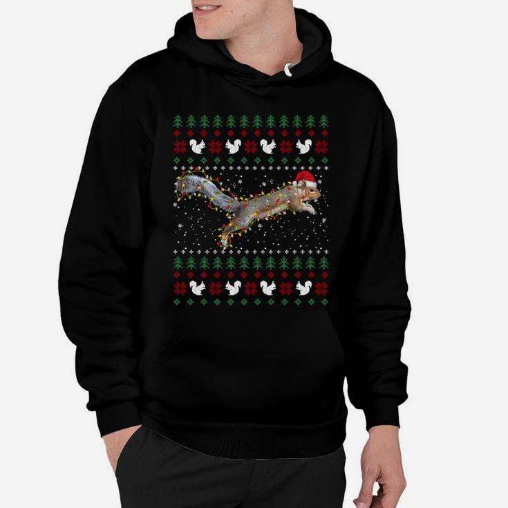 Cute Squirrel Santa's Hat Ugly Christmas Sweater Tee Xmas Sweatshirt Hoodie