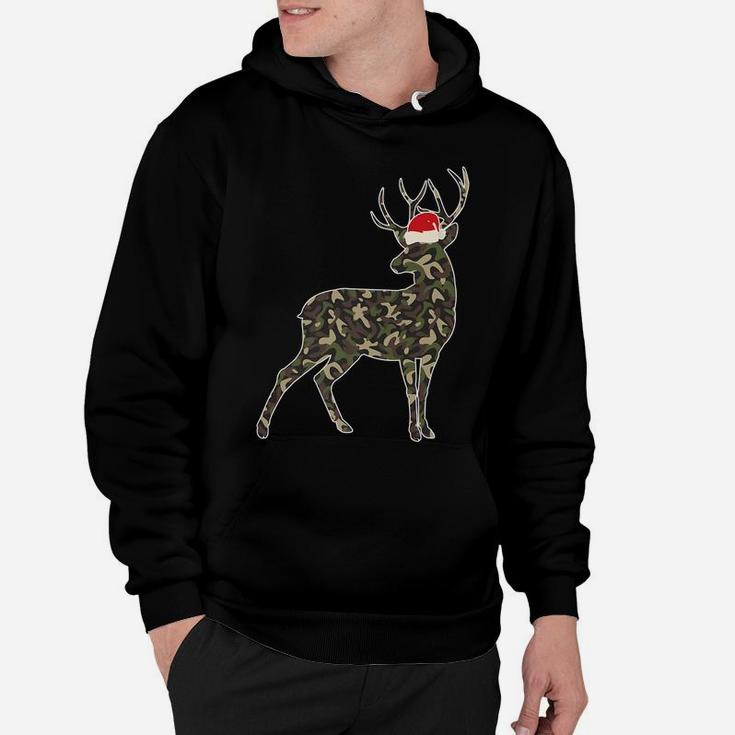 Deer Lover Christmas Camouflage Santa Hat Xmas Gift Hoodie