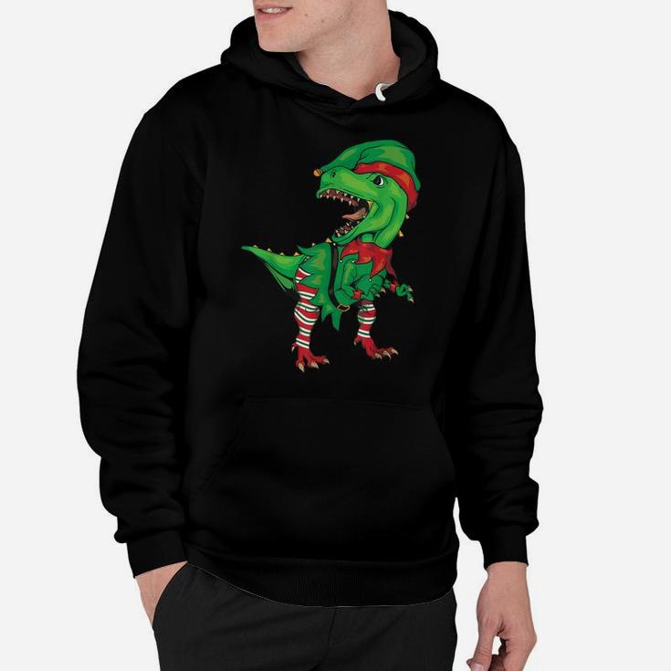 Dinosaur In Elf Costume Christmas Shirt | Gnome T-Rex Gift Hoodie