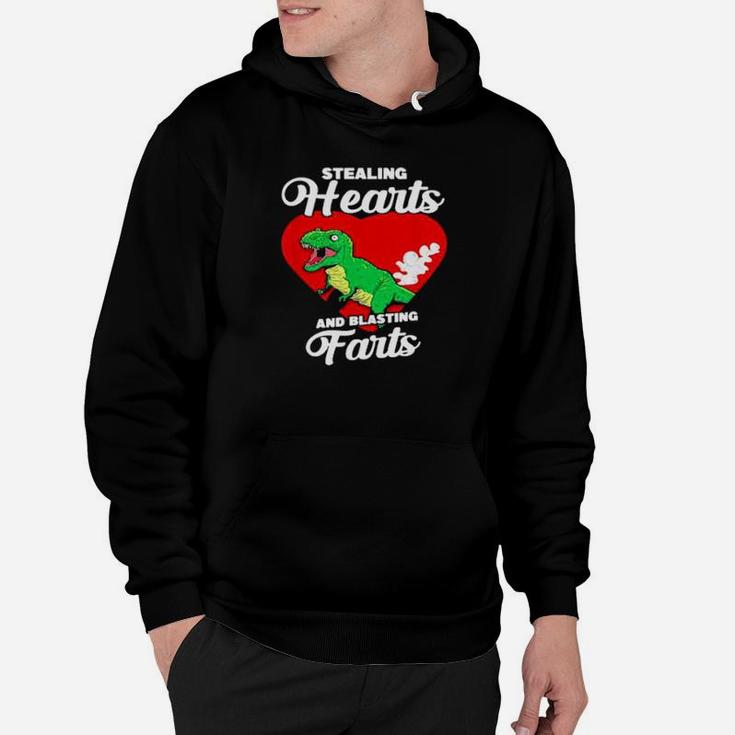 Dinosaurs Stealing Hearts And Blasting Farts Valentines Day Hoodie